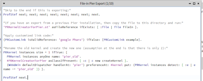 File-in Pier - run: ProfStef next; next; next; ...