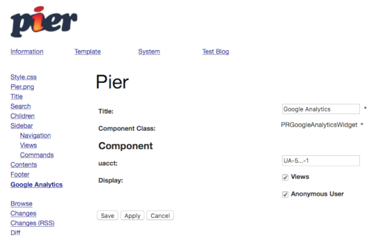 Google Analytics bold, checked Views and Anonymousmous Users