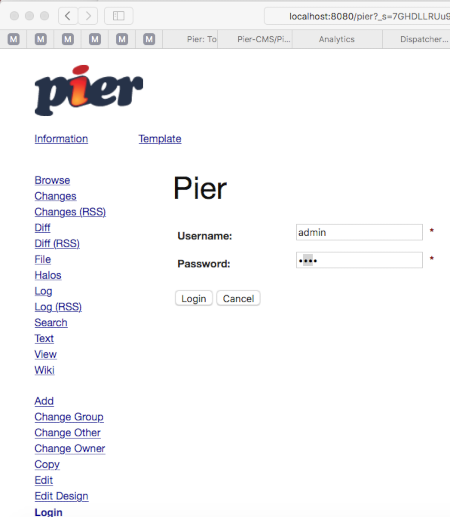 Pier Username: admin