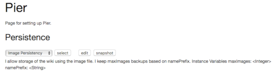 I allow storage of the wiki using the image file. I keep maxImages backups based on namePrefix.