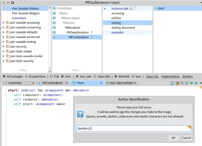 Browser for adding method, Author identification