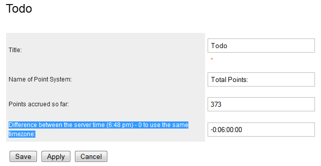 Difference between the server time